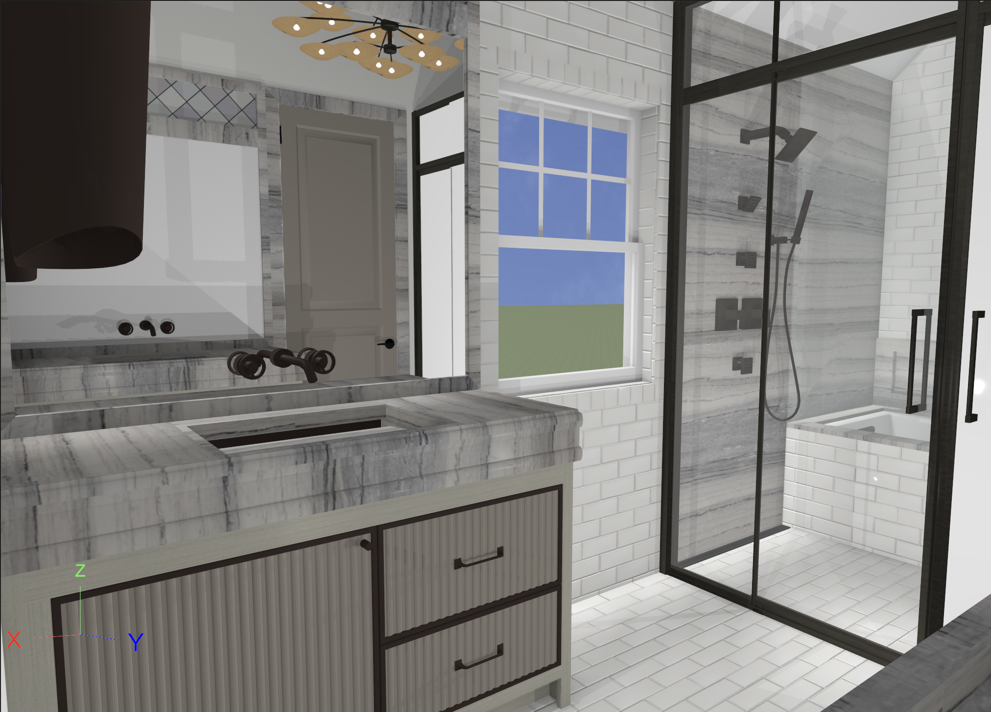 Active shower project rendering by K Cole
